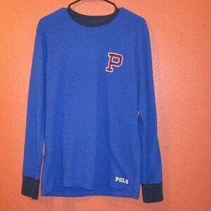 Polo Ralph Lauren Men Large Red White Blue Long Sleeve Sleepwear Shirt